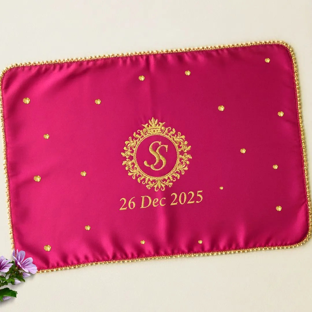 Dark Pink Mehndi Mat Customizable With Logo and 1 Line Text