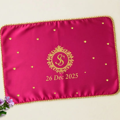 Dark Pink Mehndi Mat Customizable With Logo and 1 Line Text