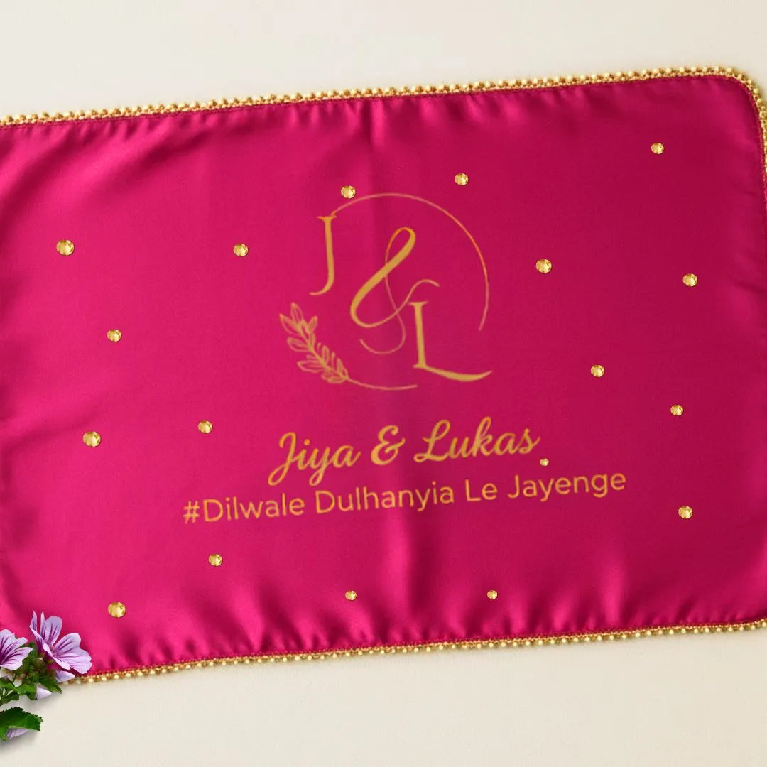 Dark Pink Mehndi Mat Customizable With Logo and 2 Line Text