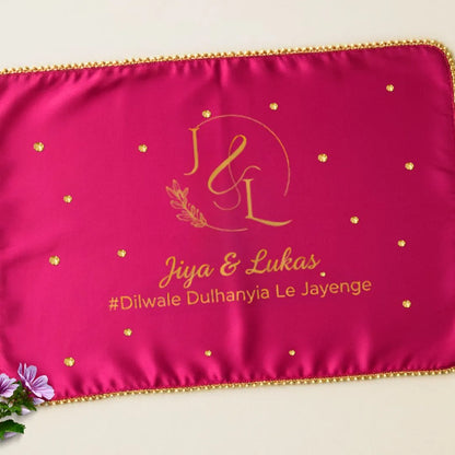 Dark Pink Mehndi Mat Customizable With Logo and 2 Line Text
