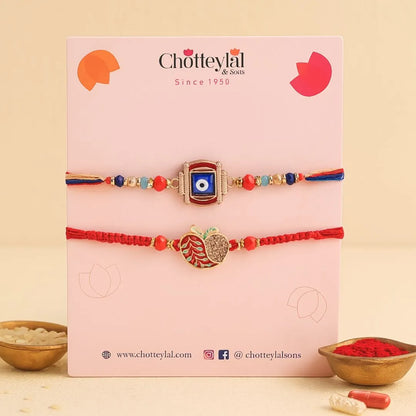 Men's Rakhi - Apple and Evil Eye Design - Set of 2