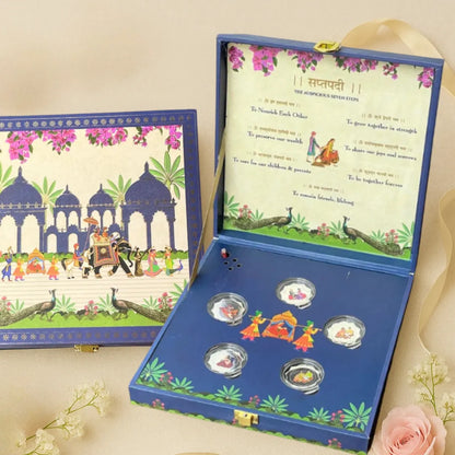 Musical 7 Vachan Baraati Coin Box Set, Round Shape, 999 Purity - Ready To Ship