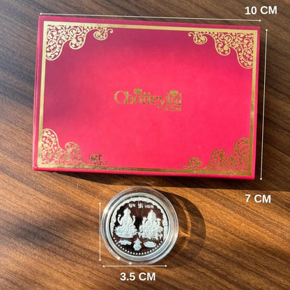 999 Pure Laxmi Ganesh 10 gm Silver Coin Set With Red Box