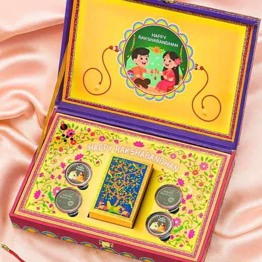 Raksha Bandhan Musical Box With 40 g (10 g Each) UV printed Silver Coin and Playing Cards