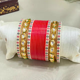 Red Hand Finish Designer Chooda With Kundan Bangles Bridal Chura Design