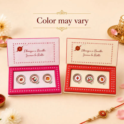 Box of Blessings Red Rakhi Gift, Set Of 3 Coins