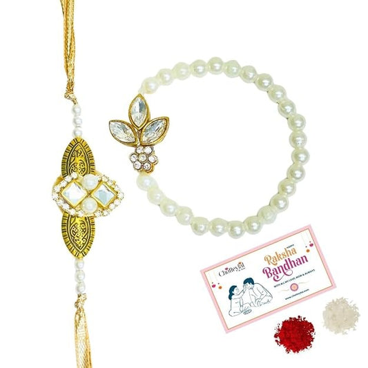 Noor Pearl Bhaiya Bhabhi Rakhi Set