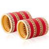 Enchanted Crimson Chooda: Red Dot Chooda with Pearl and Kundan Bangles