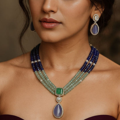 Petite Opal Beaded Necklace Set - 22K Gold Plated, 92.5 Silver