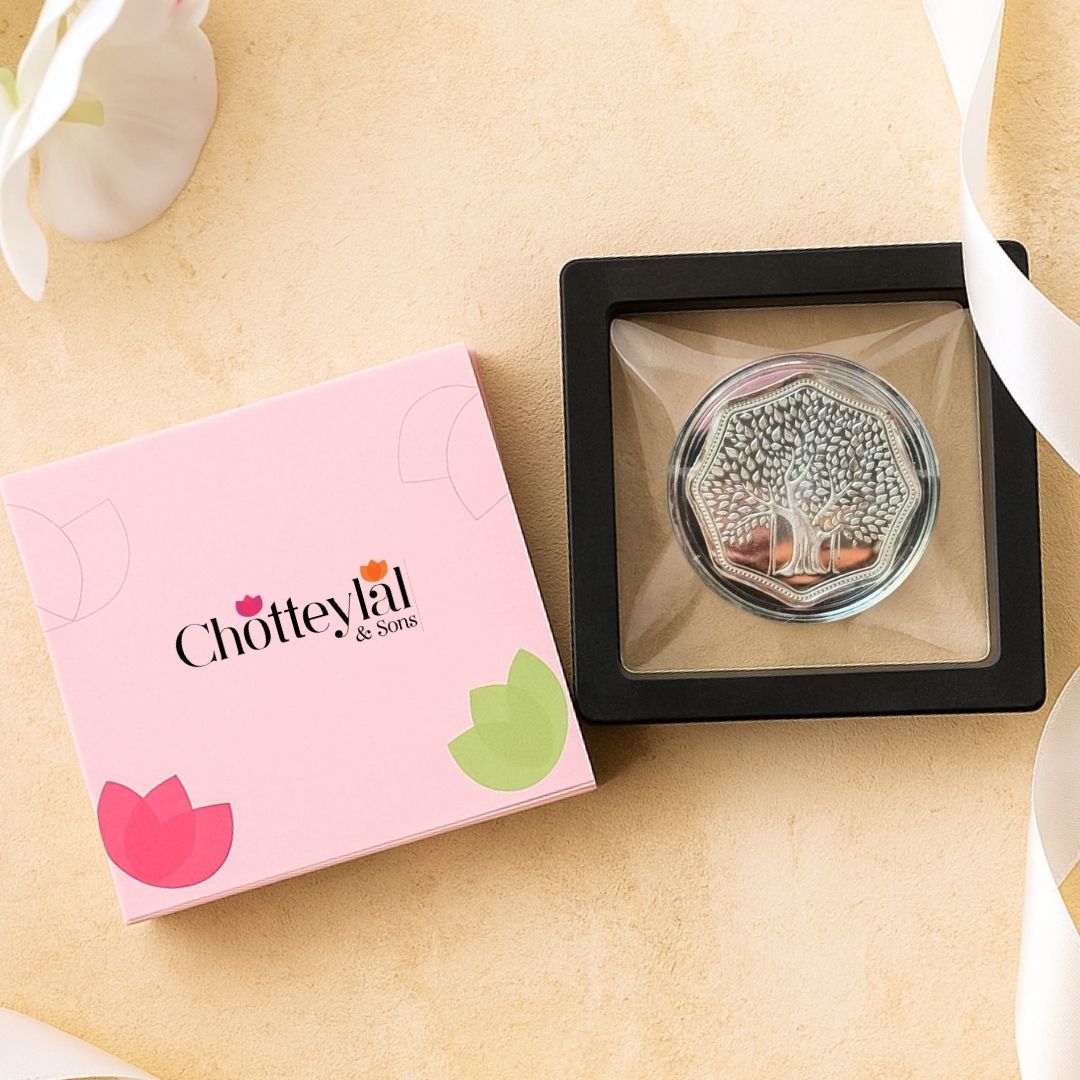 Banyan Tree, Silver, Octagon Shape, 2 gm, 999 Purity Silver Coin - Ready To Ship