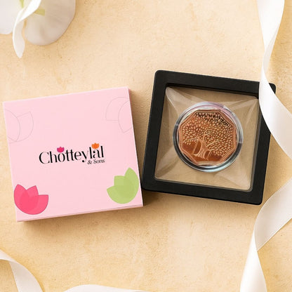 Banyan Tree, Silver, Octagon Shape, Rose gold finish, 5 gm, 999 Purity Silver Coin - Ready To Ship