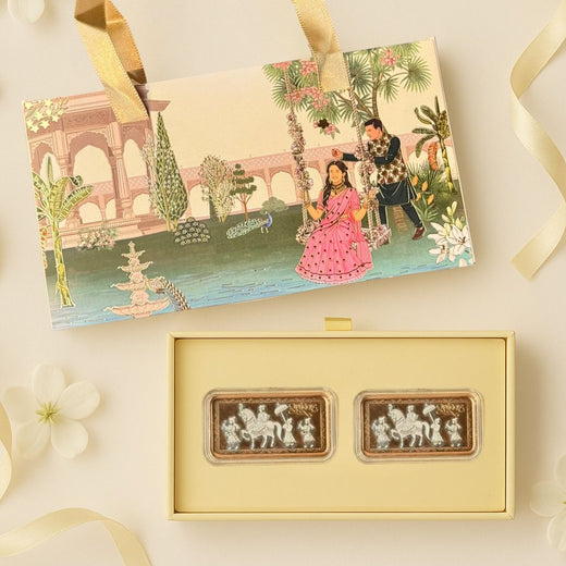 Shubh Vivah Two Elephants Design, Rose Gold Finish, Set of 2 (10 g Each) ,999 Silver Coin Gift Set