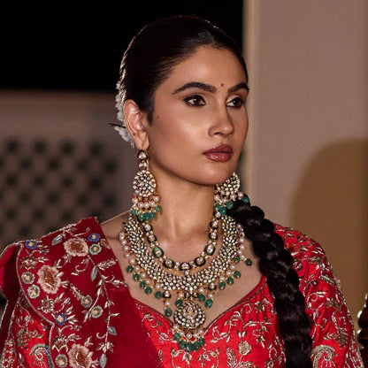 Statement Multi-Layered Polki Necklace Set - 22K Gold Plated, 92.5 Silver