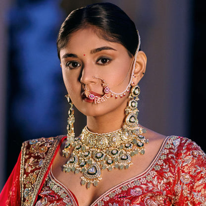 Heirloom Bridal Necklace Set - 22K Gold Plated, 92.5 Silver