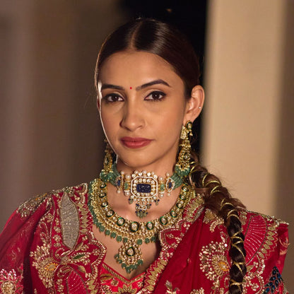 Royal Long Haar Necklace Set - 22K Gold Plated, 92.5 Silver