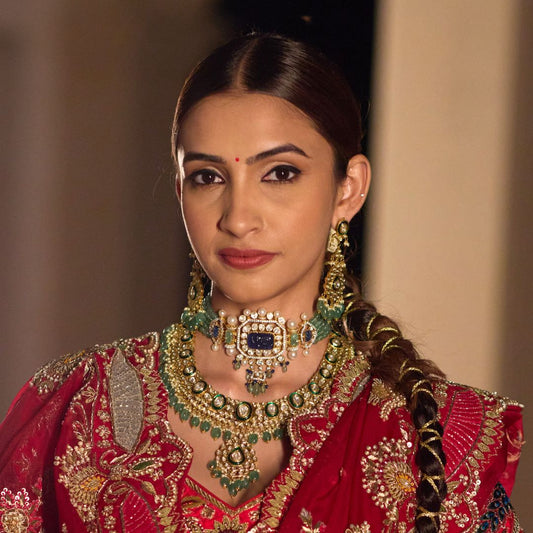 Royal Long Haar Necklace Set - 22K Gold Plated, 92.5 Silver