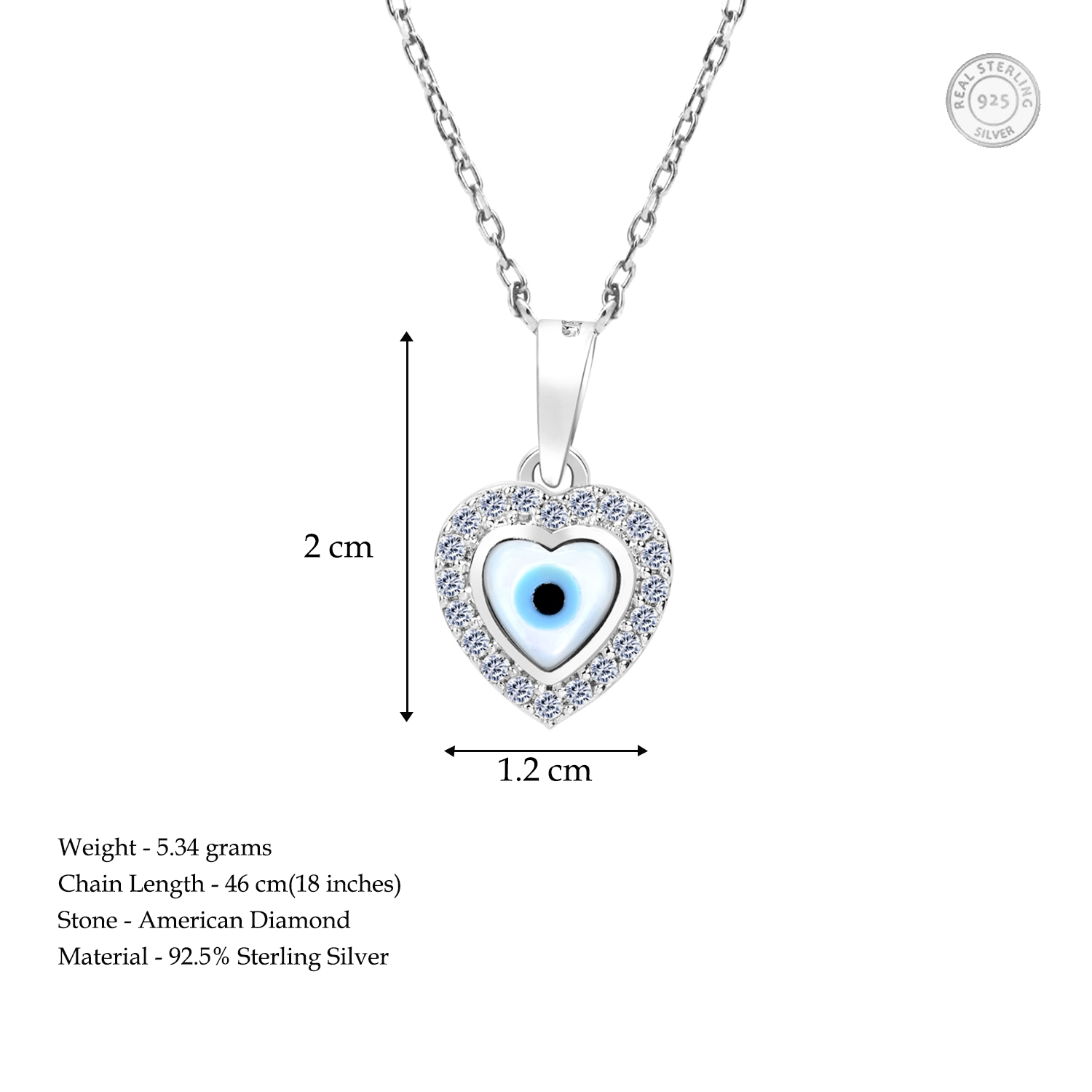 The ever glowing heart silver chain pendant