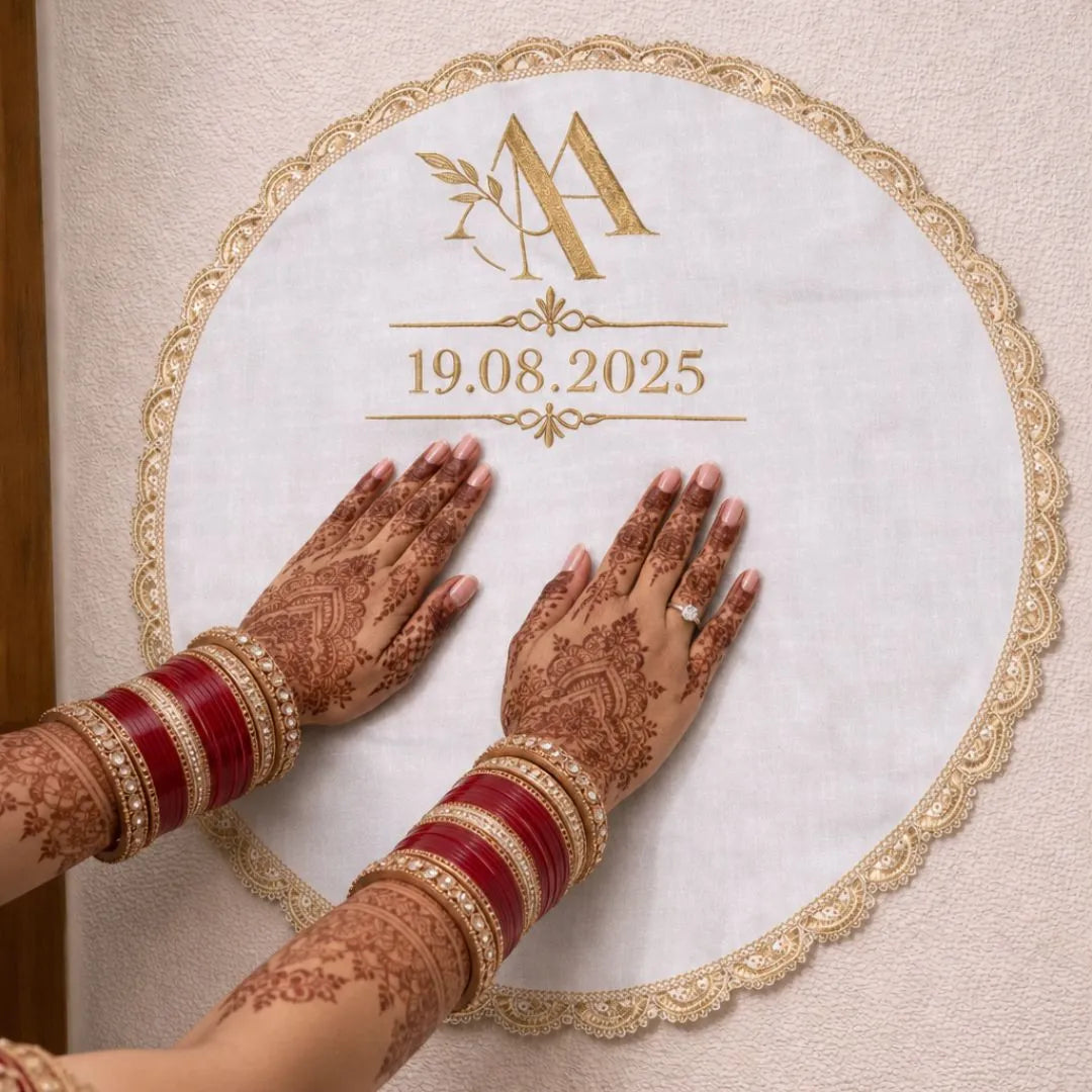 Wedding Hand Thaapa with Custom Logo and One-Line Text