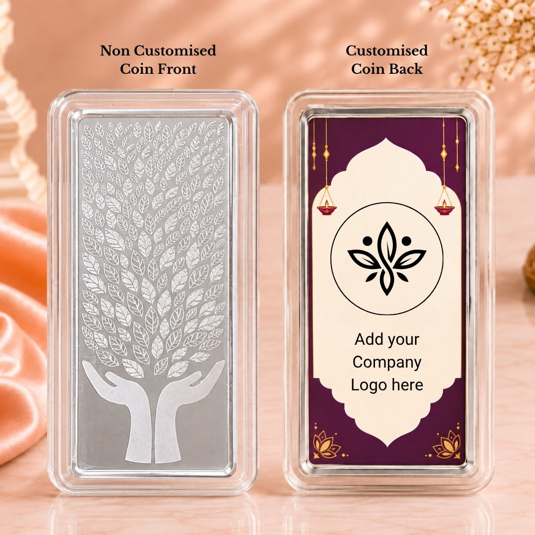 A Century of Blessings - 999 Silver Leaf In Hand Bar