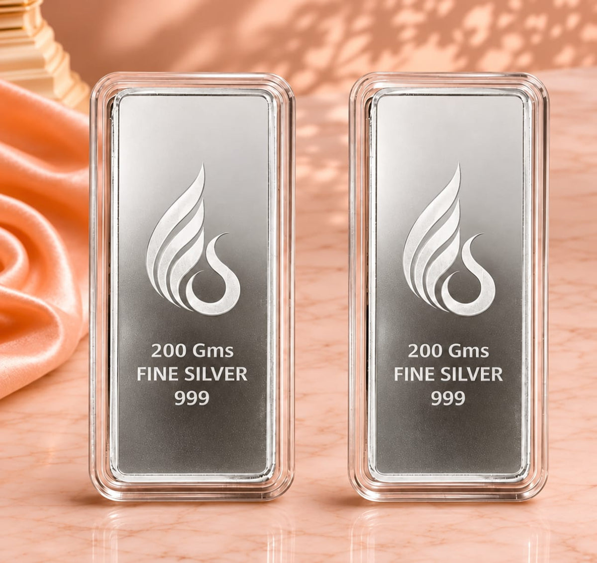 Leaf in Hand 400g Premium Banyan Tree Silver Bar Set of 2 {200g Each}