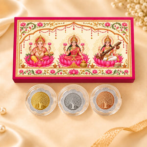 Diwali Gifts – 15g 999 Pure Silver Flower-Shaped Banyan Tree Coin