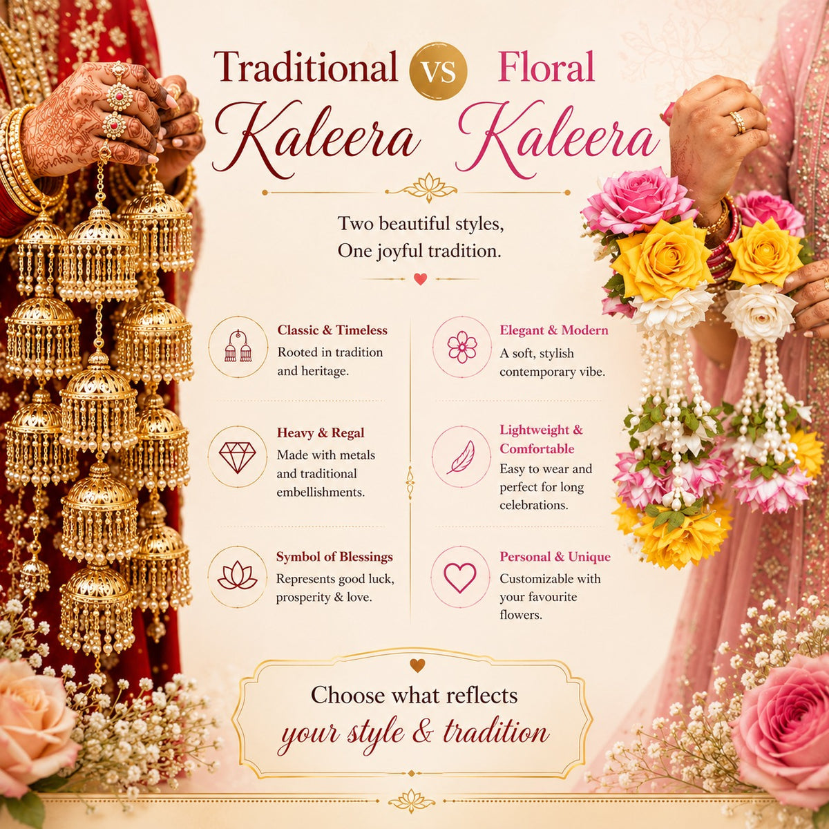 Traditional Kaleera vs Floral Kaleera