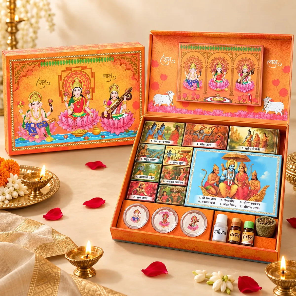 Ramayana Festive Musical Box & Pooja Essentials Kit