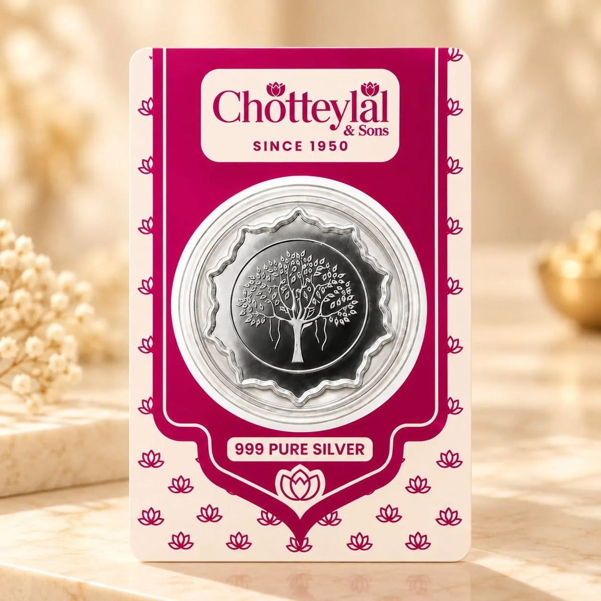 2g Silver Star Coin with Chotteylal Premium Blister Card