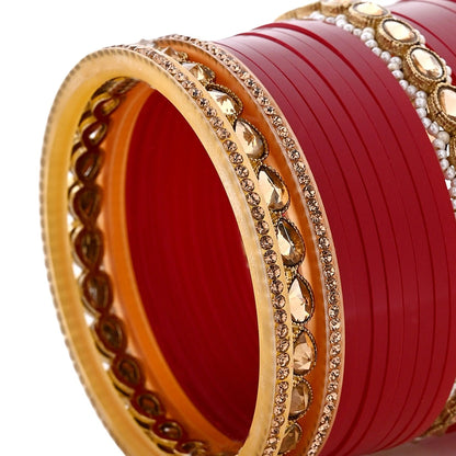 Maroon Hand Finish Designer Wedding Chooda for Bride