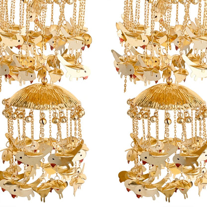 Golden Triple Dome Panchi & Pearl Bridal Kaleera