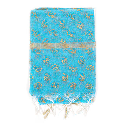 Set of 5/10 Chanderi Cotton With Golden Block Printing