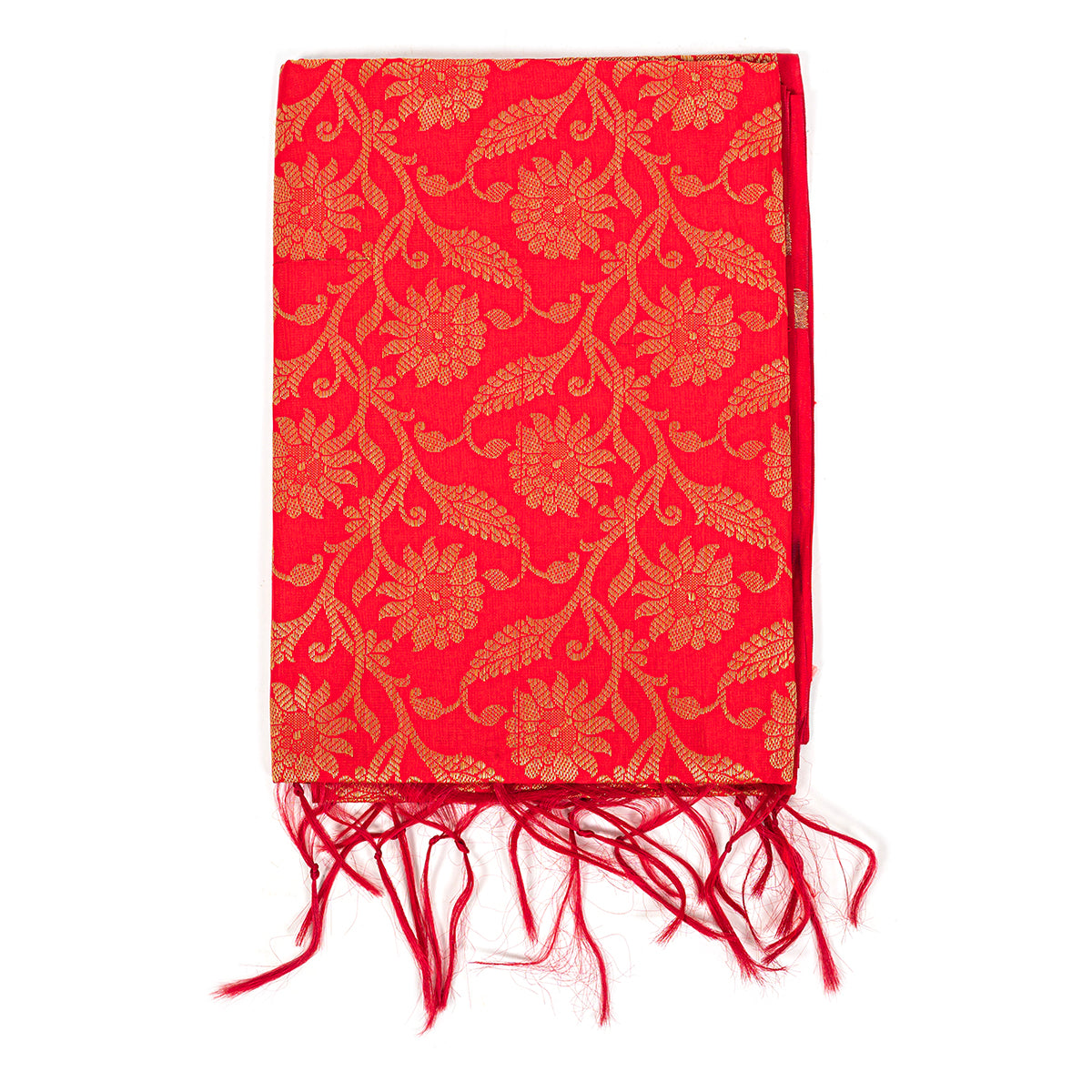 Set of 5/10 Chanderi Cottonn Red with Golden block print Stoll