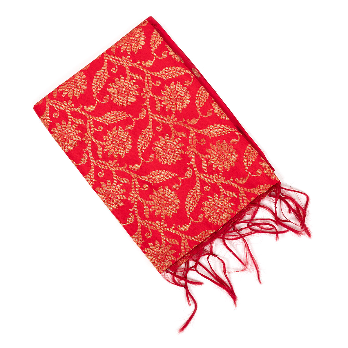 Set of 5/10 Chanderi Cottonn Red with Golden block print Stoll