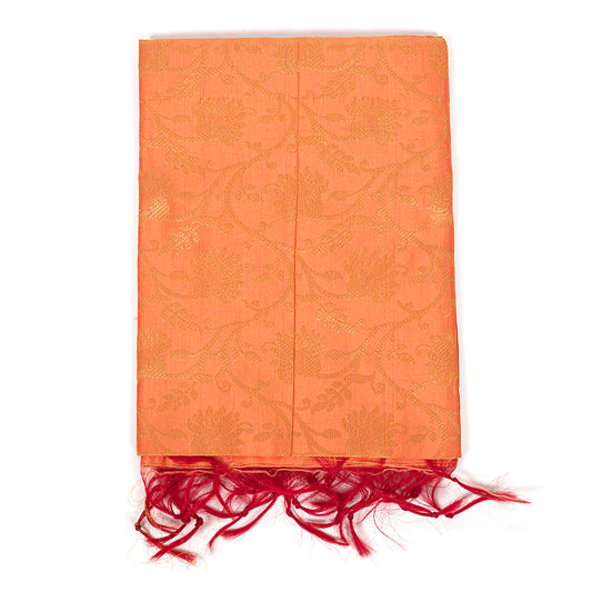 Set of 5/10 Chanderi Cottonn Peach with Golden Block print Stoll