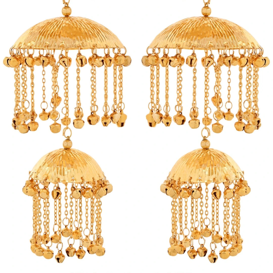 Golden Triple Dome Ghungroo Motifs Bridal Kaleera