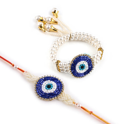 Pair Rakhi - Evil Eye  Rakhi  With Pearls