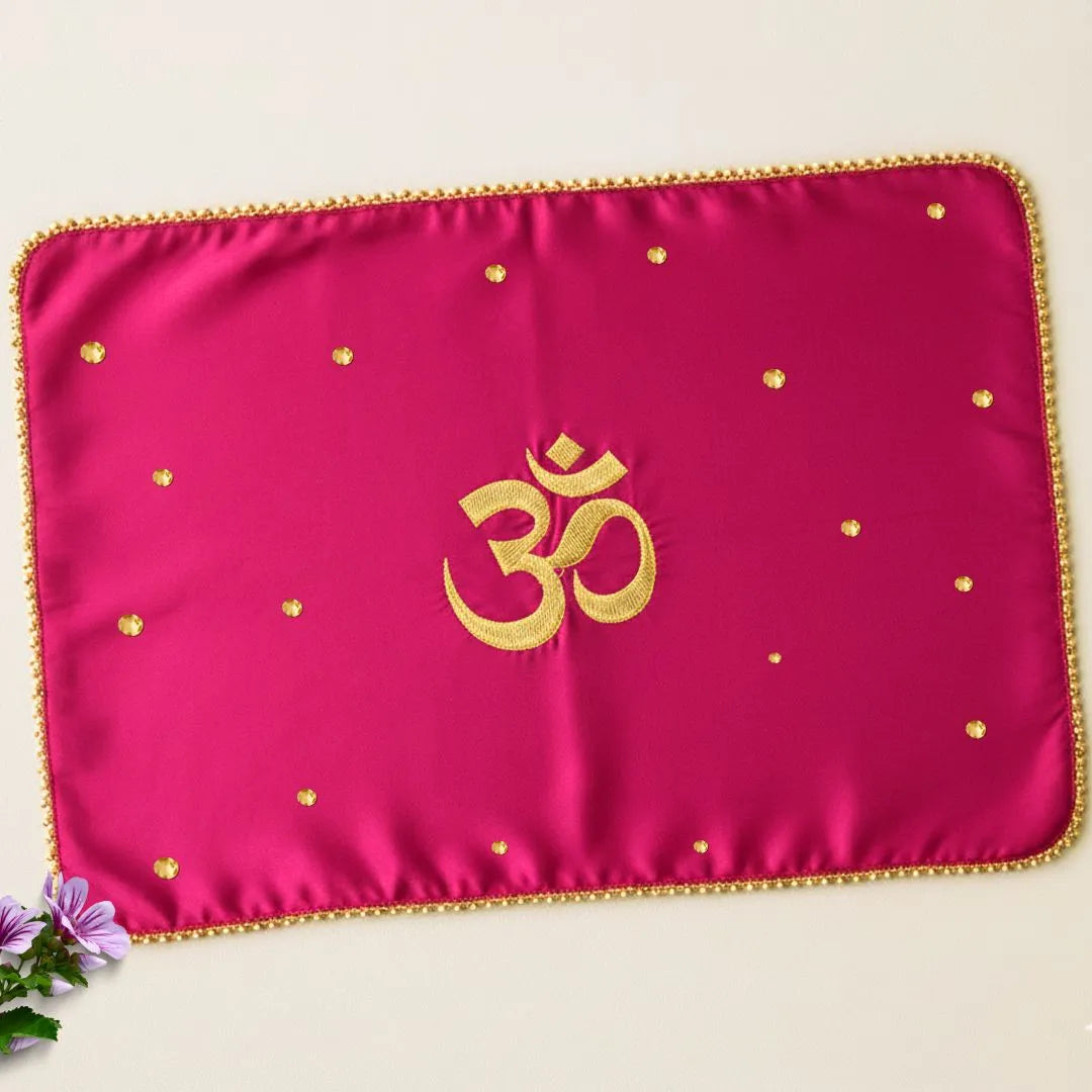Dark Pink Om Motif Mehendi Mat