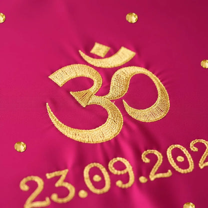 Dark Pink Om Motif Mehendi Mat With 1 Line Text