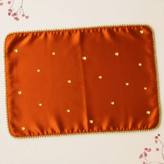 Traditional Orange Mehendi Mat for Sacred Pre-Wedding Rituals