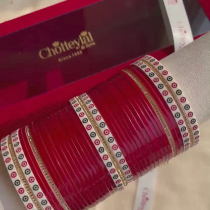 Pure Pearl Classic Heritage Diamond Maroon Chooda Set of 31