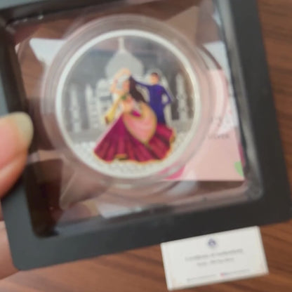 Colorful Dancing Couple, UV Printed, Round Shape, Single (20 Gram), 999 Purity Silver Coin - Ready To Ship