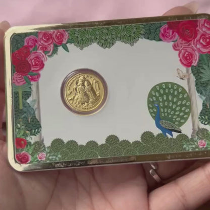 50mg Gold Radha Krishna Coin – Divine Blessings Gift Box