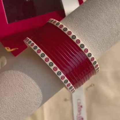 Pure Pearl Classic Heritage Diamond Maroon Chooda Set of 11