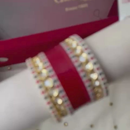 Pure Pearl Classic Diamond Dark Red Chooda Set of 11