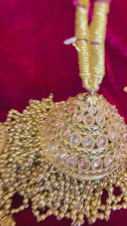 Dull Gold Kundan & Beads Bridal Kaleera