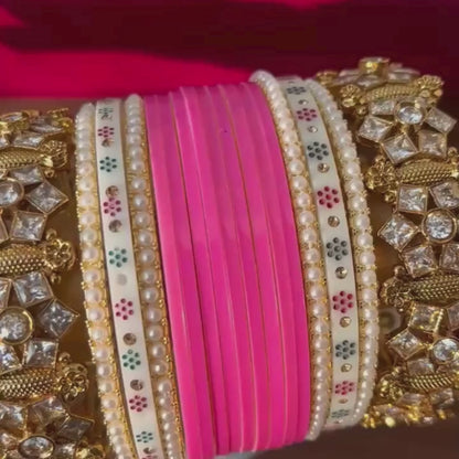 Semi Pearl Pink Chooda Set of 11