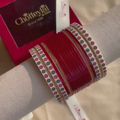 Pure Pearl Classic Heritage Diamond Maroon Chooda Set of 15