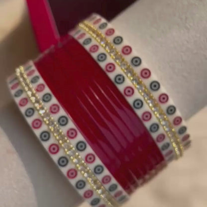 Pure Pearl Classic Heritage Diamond Maroon Chooda Set of 11