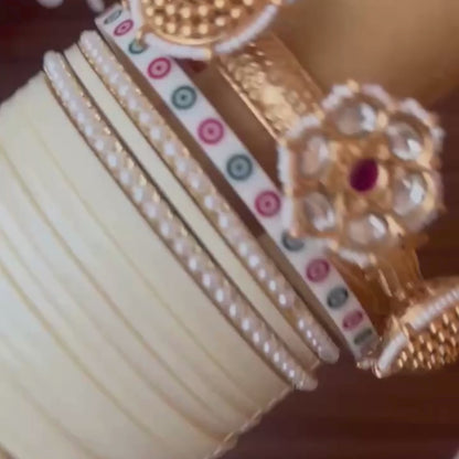 Semi Pearl Ivory Chooda Set of 15