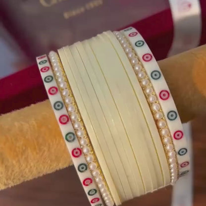 Semi Pearl Ivory Chooda Set of 11